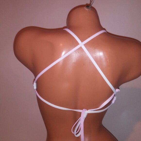 Victoria Secret PINK Swim Bikini Top XS Pastel Tie Dye Fade Wrap Halter String - Picture 7 of 16